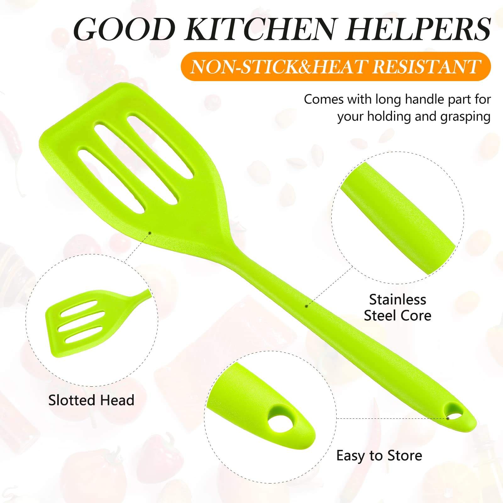 Small Silicone Spatula High Heat Resistant Slotted Turner Fish